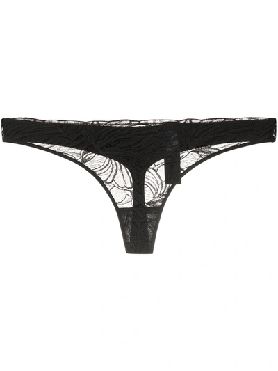 Calvin Klein Underwear Lace Panel Thong In Black