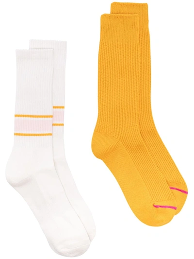 Anonymous Ism Yellow And White Crew Socks Set