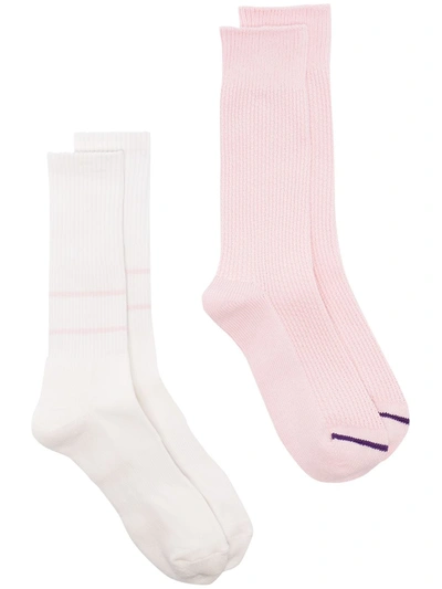 Anonymous Ism Pink And White Crew Socks Set