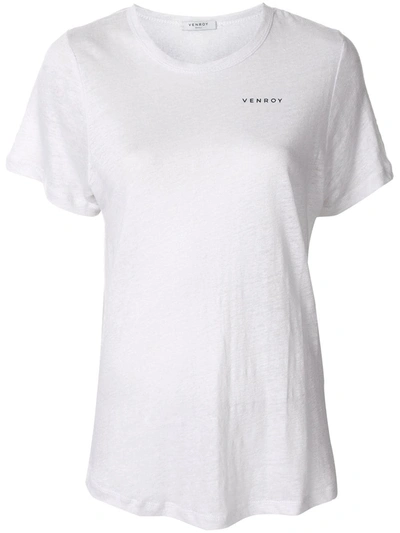 Venroy Crew Neck Linen T-shirt And Shorts Set In White