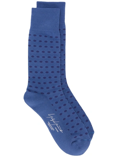 Yohji Yamamoto Polka Dot Socks In Blue