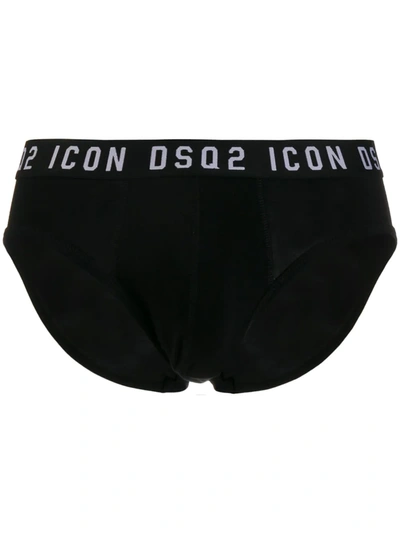 Dsquared2 Logo Waistband Briefs In Black
