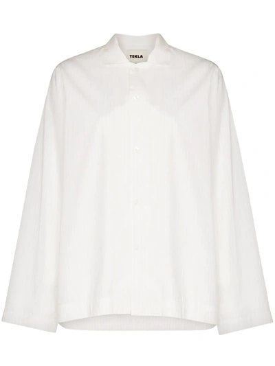 Tekla Long-sleeve Organic Cotton Pyjama Shirt In Weiss