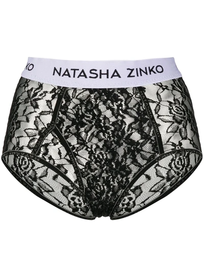 Natasha Zinko Lace Logo Briefs In Black