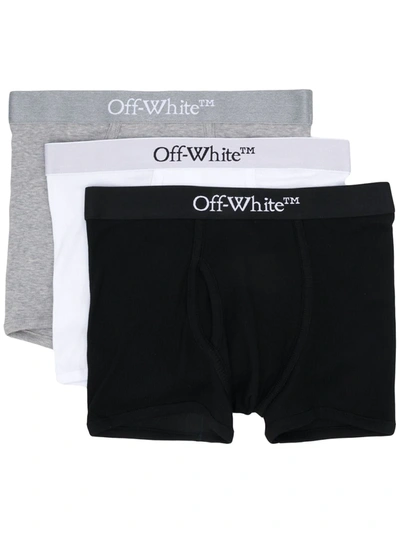 Off-white Jacquard Logo Three-boxers Set In Black