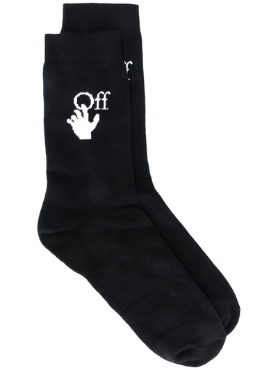 Off-white Jacquard Logo Socks In Black