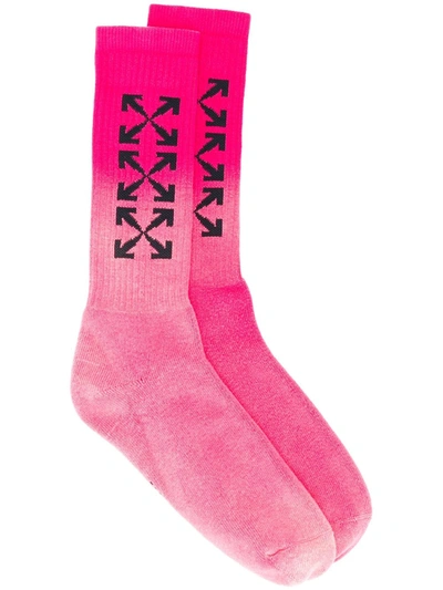 Off-white Mid-length Arrows Logo Socks In Red