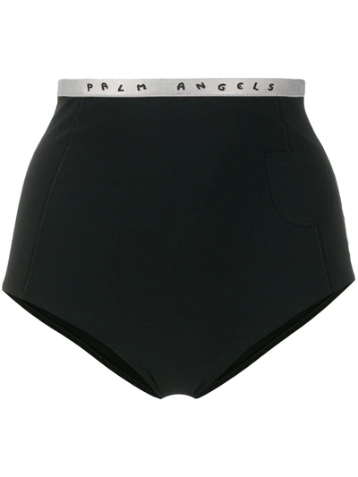 Palm Angels High-waisted Logo Briefs In Black