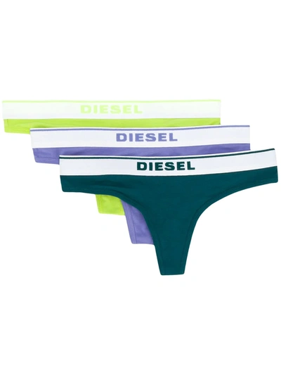 Diesel Ufst-stars Three-pack Thongs In Purple