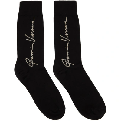 Versace Black Signature Motif Socks
