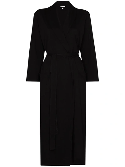 Skin Carina Tie-waist Mid-length Dressing Gown In Black