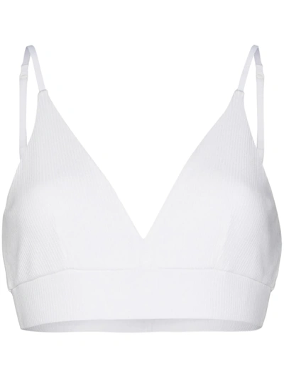 Skin Hadlee Stretch Organic Cotton Triangle Bralette In White