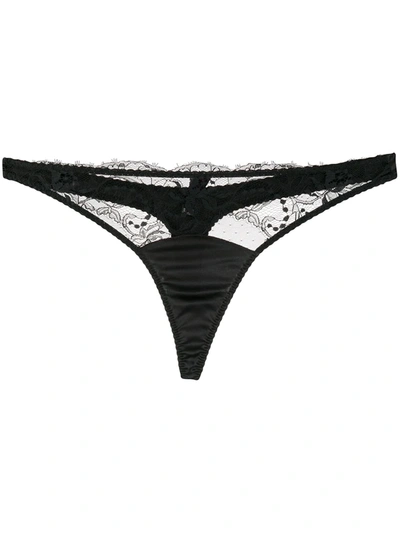 Fleur Of England Sheer Lace Thong In Black