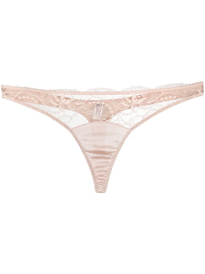 Fleur Of England Sig Lace Thong In Neutrals