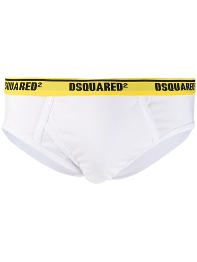 Dsquared2 Logo Waistband Briefs In White