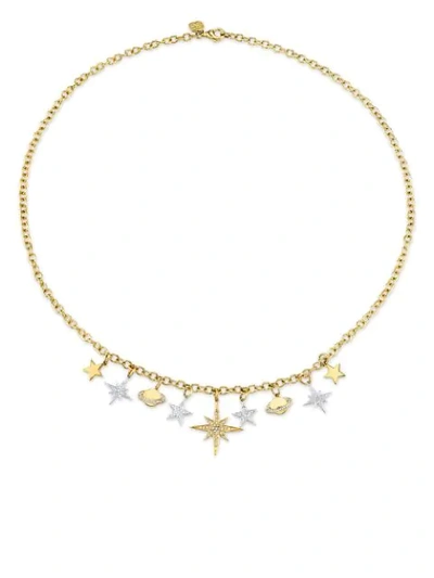 Sydney Evan 14kt Yellow Gold Diamond Stars And Planets Charm Necklace