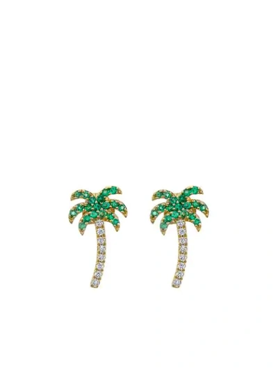 Sydney Evan 14kt Yellow Gold Diamond Palm Tree Stud Earring