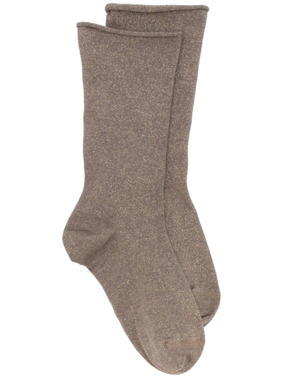 Brunello Cucinelli Cashmere-knit Socks In Brown