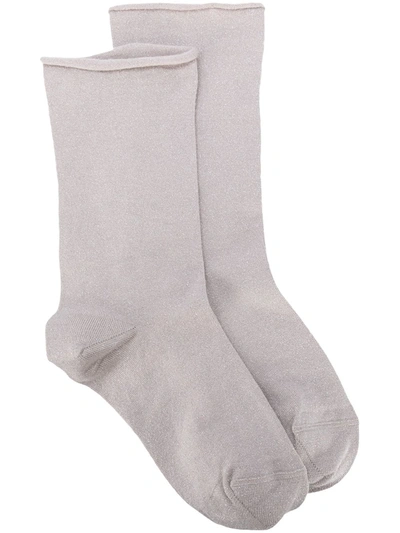Brunello Cucinelli Metallic-effect Socks In Neutrals