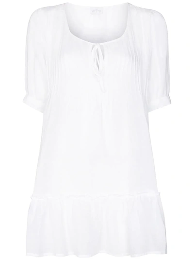 Pour Les Femmes Pintucked Flared Nightdress In White