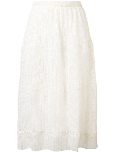 See By Chloé Pleated Burnout Chiffon Midi Skirt, White In Natural White