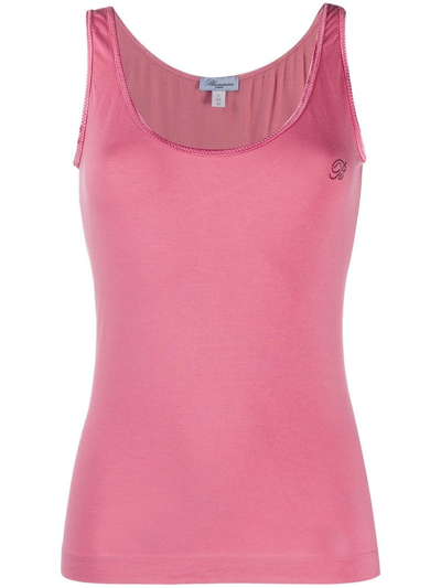 Blumarine Studded Logo Sleeveless Top In Pink