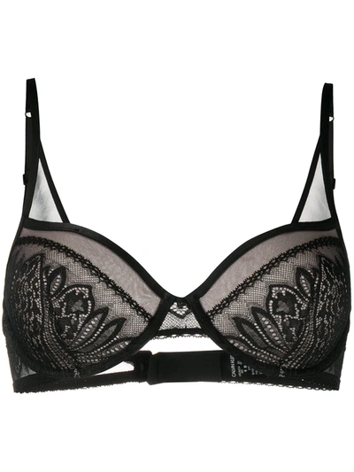 Calvin Klein Underwear Floral Lace Bra In Black