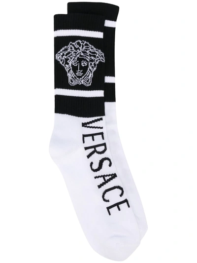 Versace Medusa Logo Socks In Black