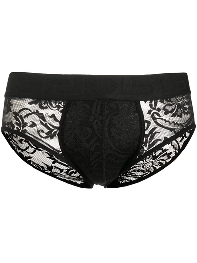 Versace Greca Border Briefs In Black