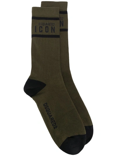 Dsquared2 Icon Logo Socks In Green