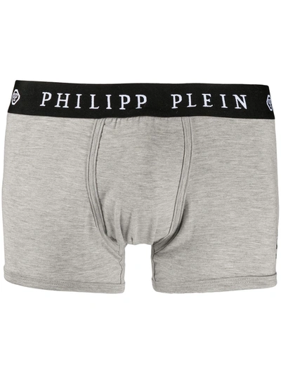 Philipp Plein Logo Waistband Boxer Shorts In Grey