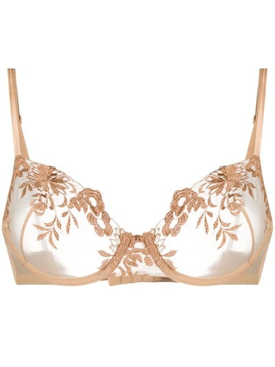 La Perla Embroidered Lace Bra In Beige