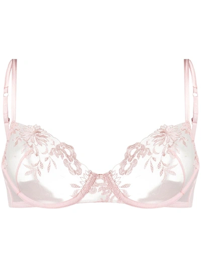 La Perla Embroidered Tulle Underwired Bra In Pink