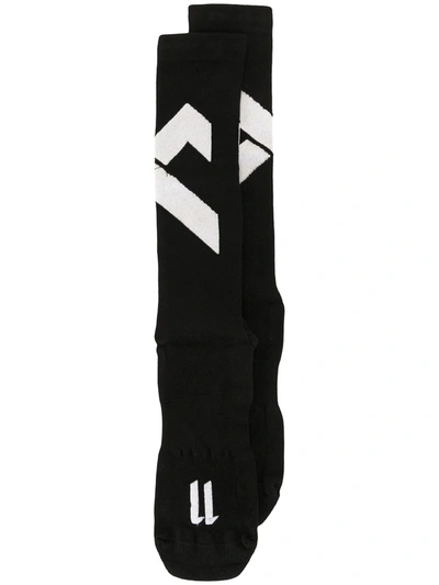 11 By Boris Bidjan Saberi Distressed Detail Contrast Panel Socks In Black