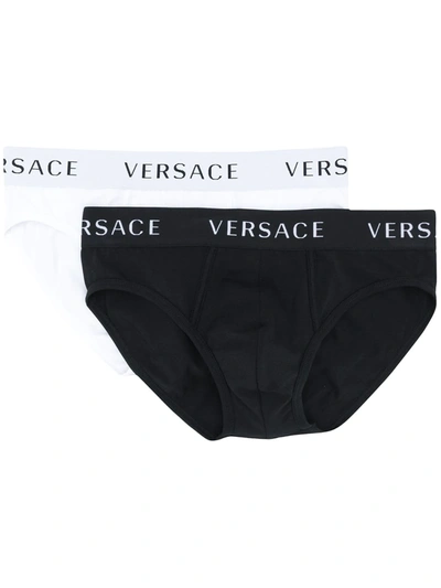 Versace Two-piece Logo Brief Set In White