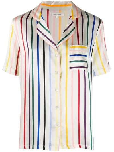Chinti & Parker Rainbow Stripe Pyjama Set In White