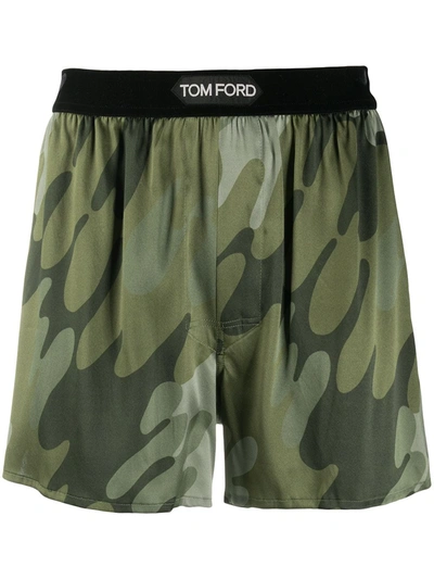 Tom Ford Camouflage-print Boxers In Green
