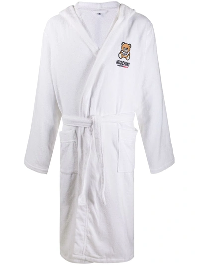 Moschino Mens White Branded Cotton-towelling Bathrobe Xl