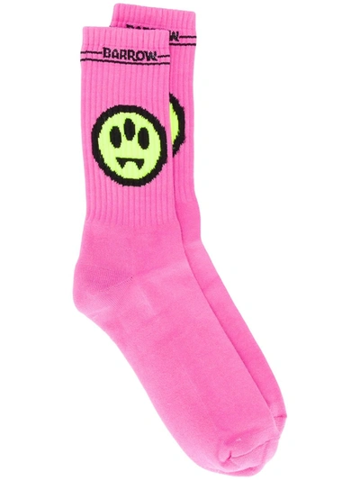 Barrow Smile-jacquard Socks In Pink