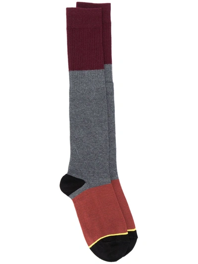 Plan C Colour-block Socks In Grey