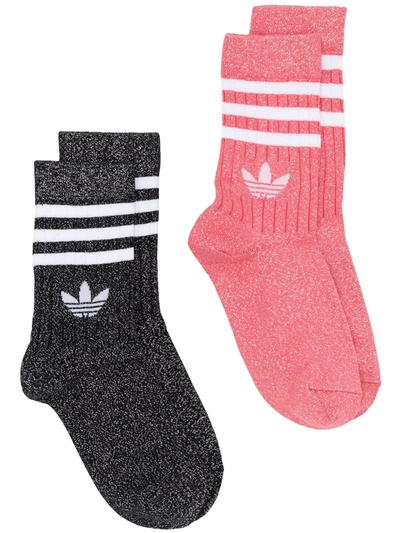 Adidas Originals Full-glitter Socks Set In Pink