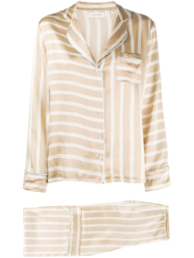 Chinti & Parker Striped Silk Pyjama Set In Brown
