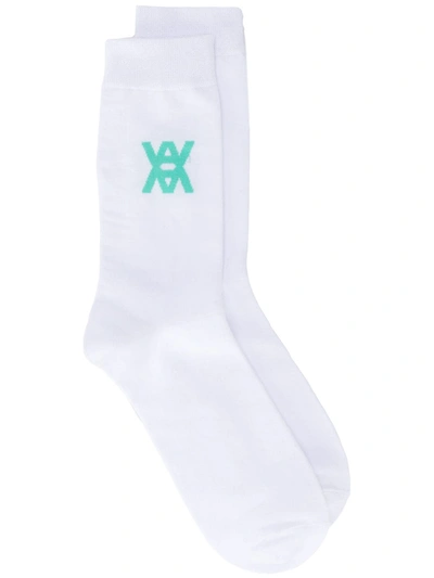A-cold-wall* Logo Print Socks In White