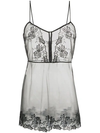 La Perla Floral Groove Camisole Dress In Black