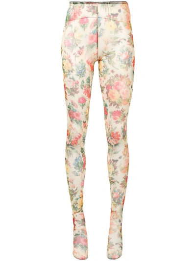 Romance Was Born Faded Memory Floral Print Tights In Yellow