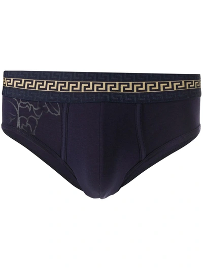 Versace Greca Detail Briefs In Blue