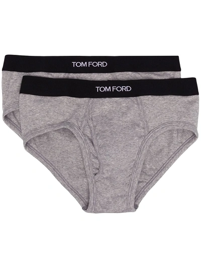 Tom Ford Logo Band Brief Two-set In Grey