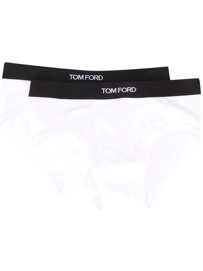 Tom Ford Logo Waistband Briefs In White