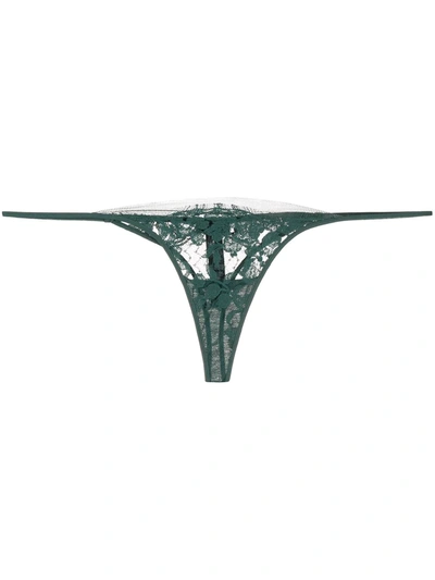 La Perla Sheer Lace Thong In Green