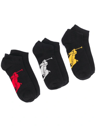Polo Ralph Lauren Pony Motif Ankle Socks In Black